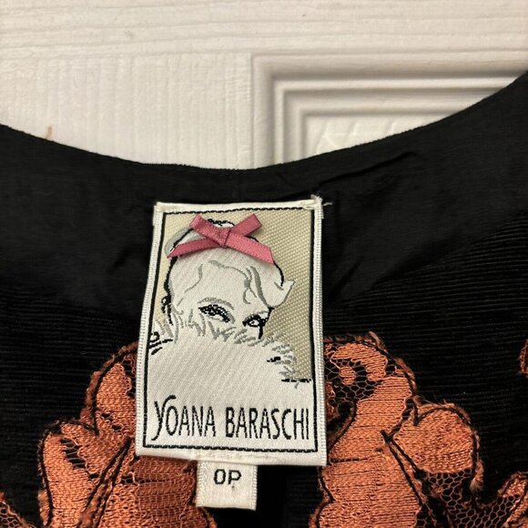 Elegant Anthropologie Yoana Baraschi Mirissa Black Orange Burnout Dress 0P - Picture 7 of 8